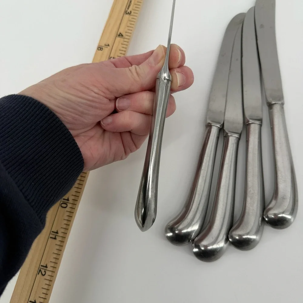 Orleans Silver Stainless‎ Japan Pistol Grip Dinner Knives Ribbed Handle Set of 5
